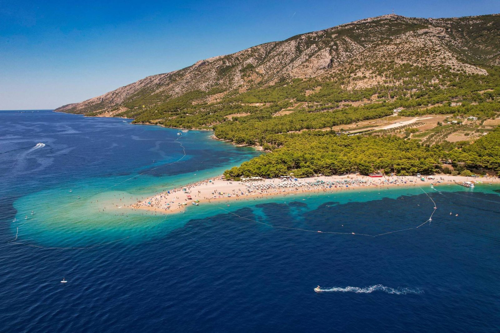 A breathtaking aerial view of Zlatni Rat beach on Brac Island, Croatia, perfect for summer travel.